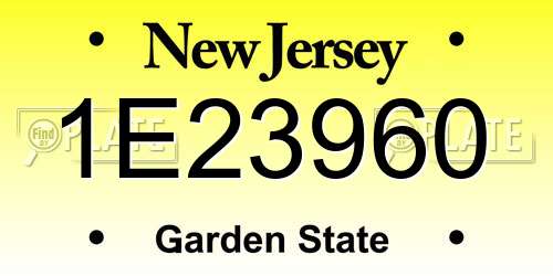1E23960 New Jersey License Plate