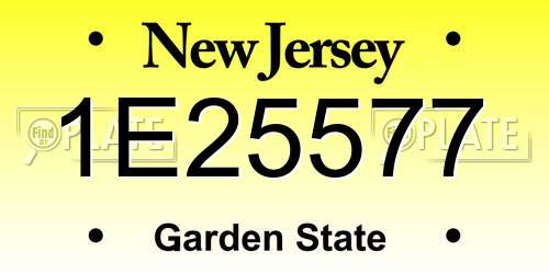 1E25577 New Jersey License Plate