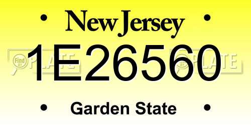1E26560 New Jersey License Plate
