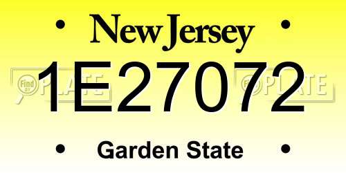 1E27072 New Jersey License Plate