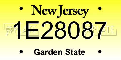 1E28087 New Jersey License Plate