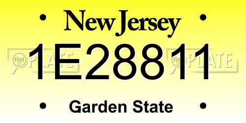 1E28811 New Jersey License Plate