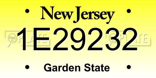 1E29232 New Jersey License Plate