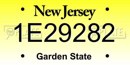 1E29282 New Jersey License Plate