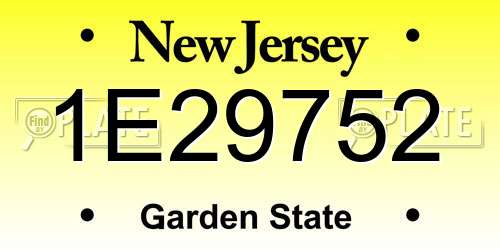 1E29752 New Jersey License Plate