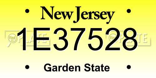 1E37528 New Jersey License Plate