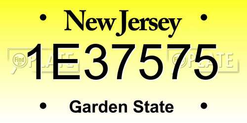 1E37575 New Jersey License Plate