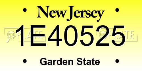 1E40525 New Jersey License Plate