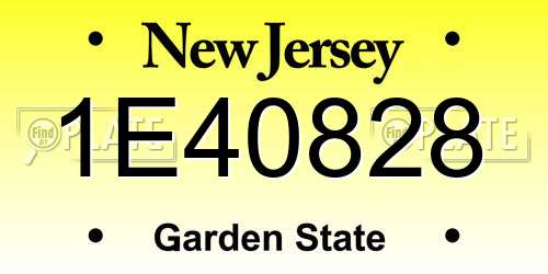 1E40828 New Jersey License Plate