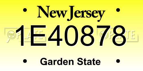 1E40878 New Jersey License Plate