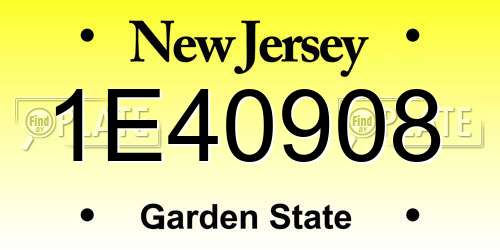 1E40908 New Jersey License Plate