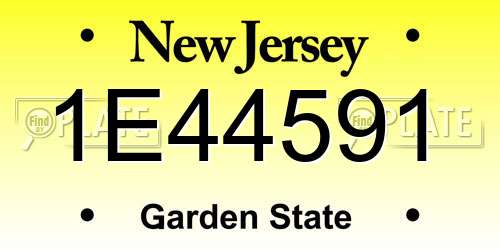 1E44591 New Jersey License Plate