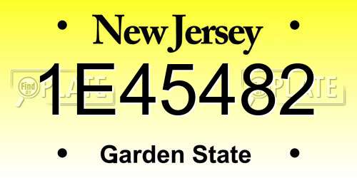 1E45482 New Jersey License Plate