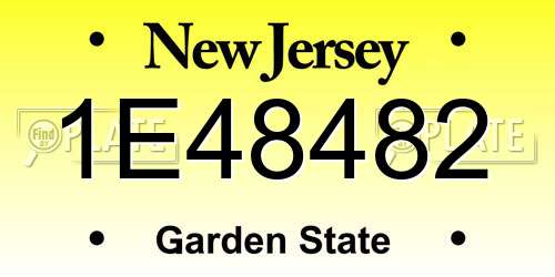 1E48482 New Jersey License Plate