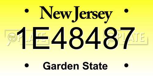 1E48487 New Jersey License Plate