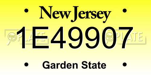 1E49907 New Jersey License Plate