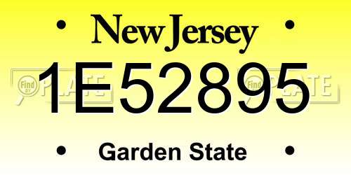 1E52895 New Jersey License Plate