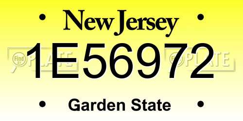 1E56972 New Jersey License Plate