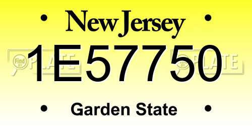 1E57750 New Jersey License Plate