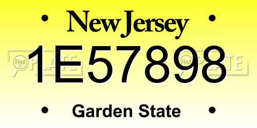 1E57898 New Jersey License Plate
