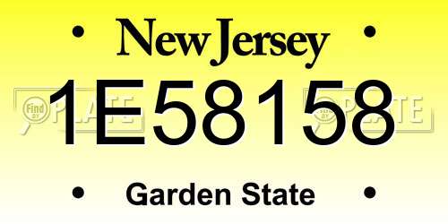 1E58158 New Jersey License Plate