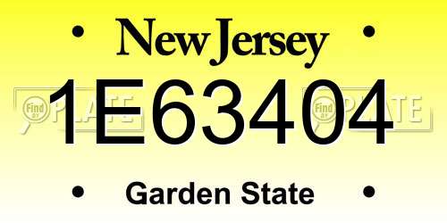 1E63404 New Jersey License Plate