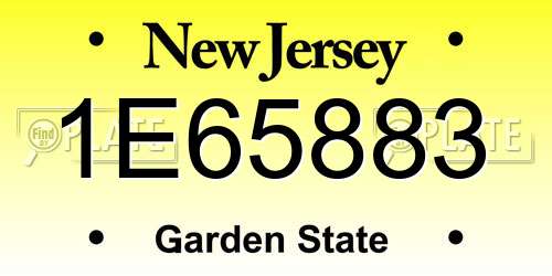1E65883 New Jersey License Plate