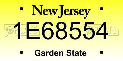 1E68554 New Jersey License Plate