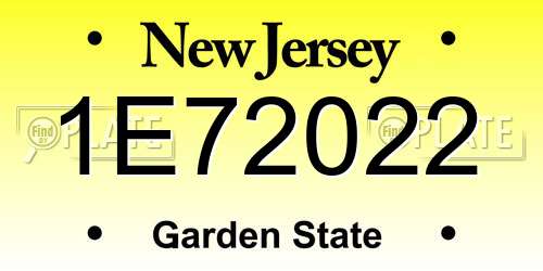 1E72022 New Jersey License Plate