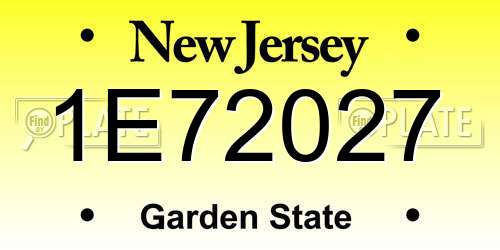 1E72027 New Jersey License Plate