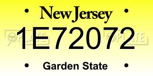 1E72072 New Jersey License Plate