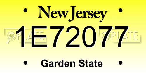 1E72077 New Jersey License Plate