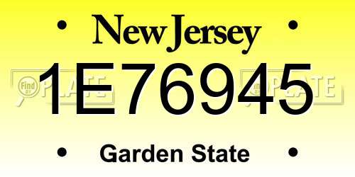 1E76945 New Jersey License Plate