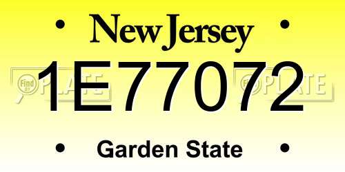 1E77072 New Jersey License Plate