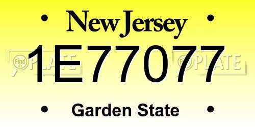 1E77077 New Jersey License Plate