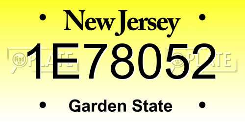 1E78052 New Jersey License Plate