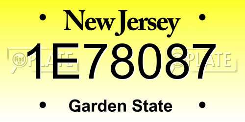 1E78087 New Jersey License Plate