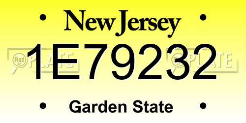 1E79232 New Jersey License Plate