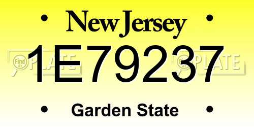 1E79237 New Jersey License Plate