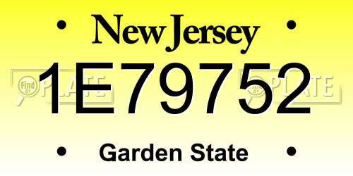 1E79752 New Jersey License Plate