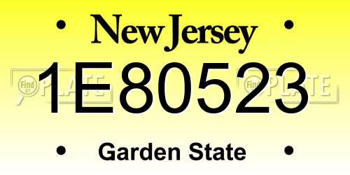 1E80523 New Jersey License Plate