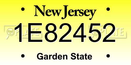 1E82452 New Jersey License Plate