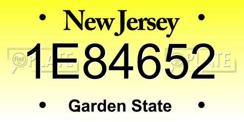 1E84652 New Jersey License Plate