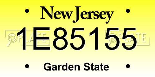 1E85155 New Jersey License Plate