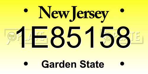 1E85158 New Jersey License Plate