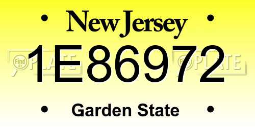 1E86972 New Jersey License Plate