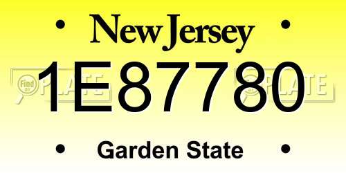 1E87780 New Jersey License Plate