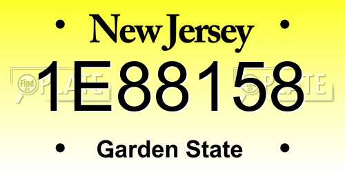 1E88158 New Jersey License Plate