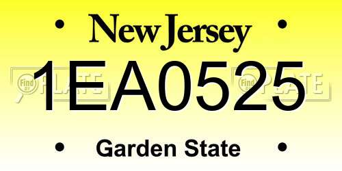 1EA0525 New Jersey License Plate