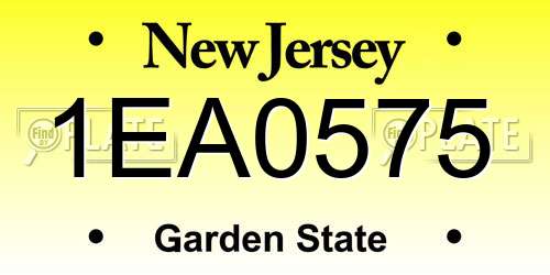 1EA0575 New Jersey License Plate
